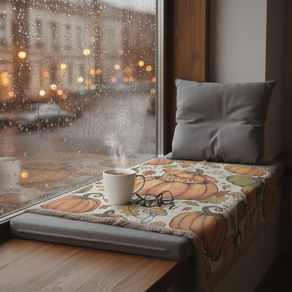 Personalized Pumpkin Cat Woven Blanket