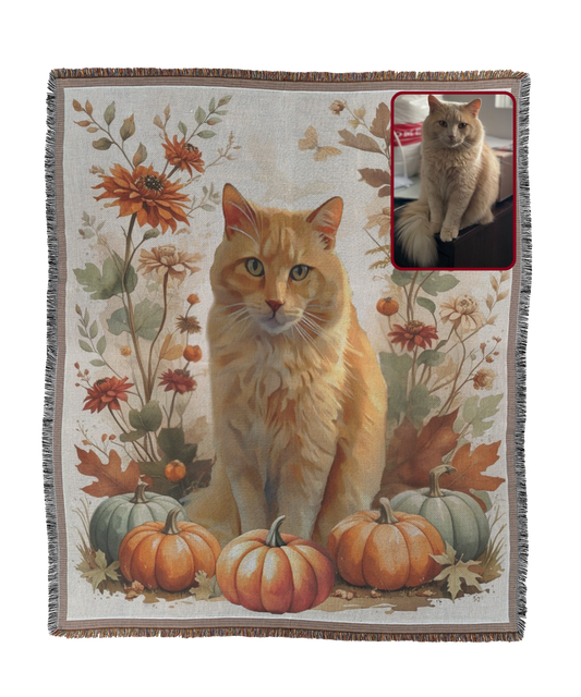 Autumn Cat Woven Blanket