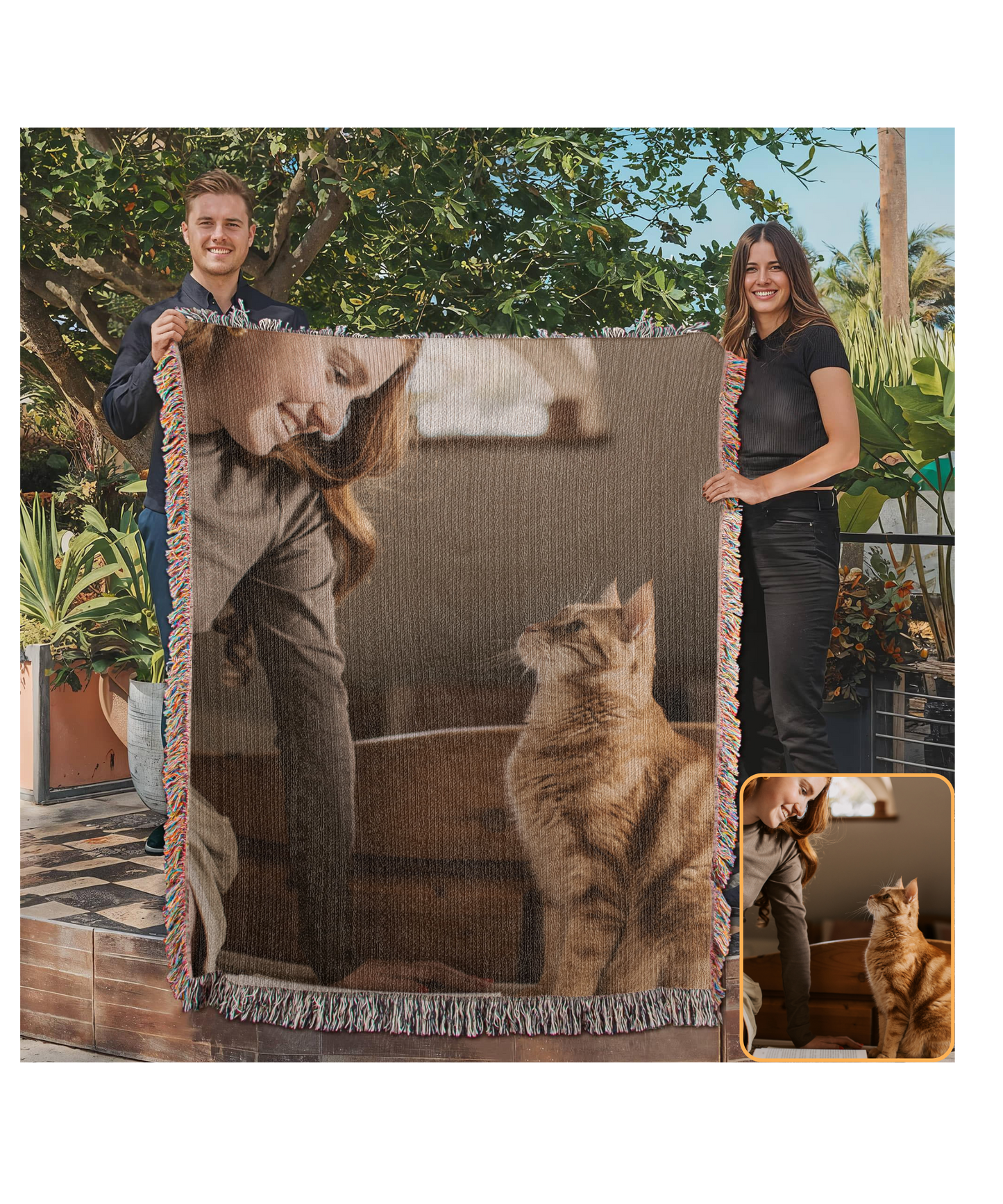 Woven Cat Portrait Blanket