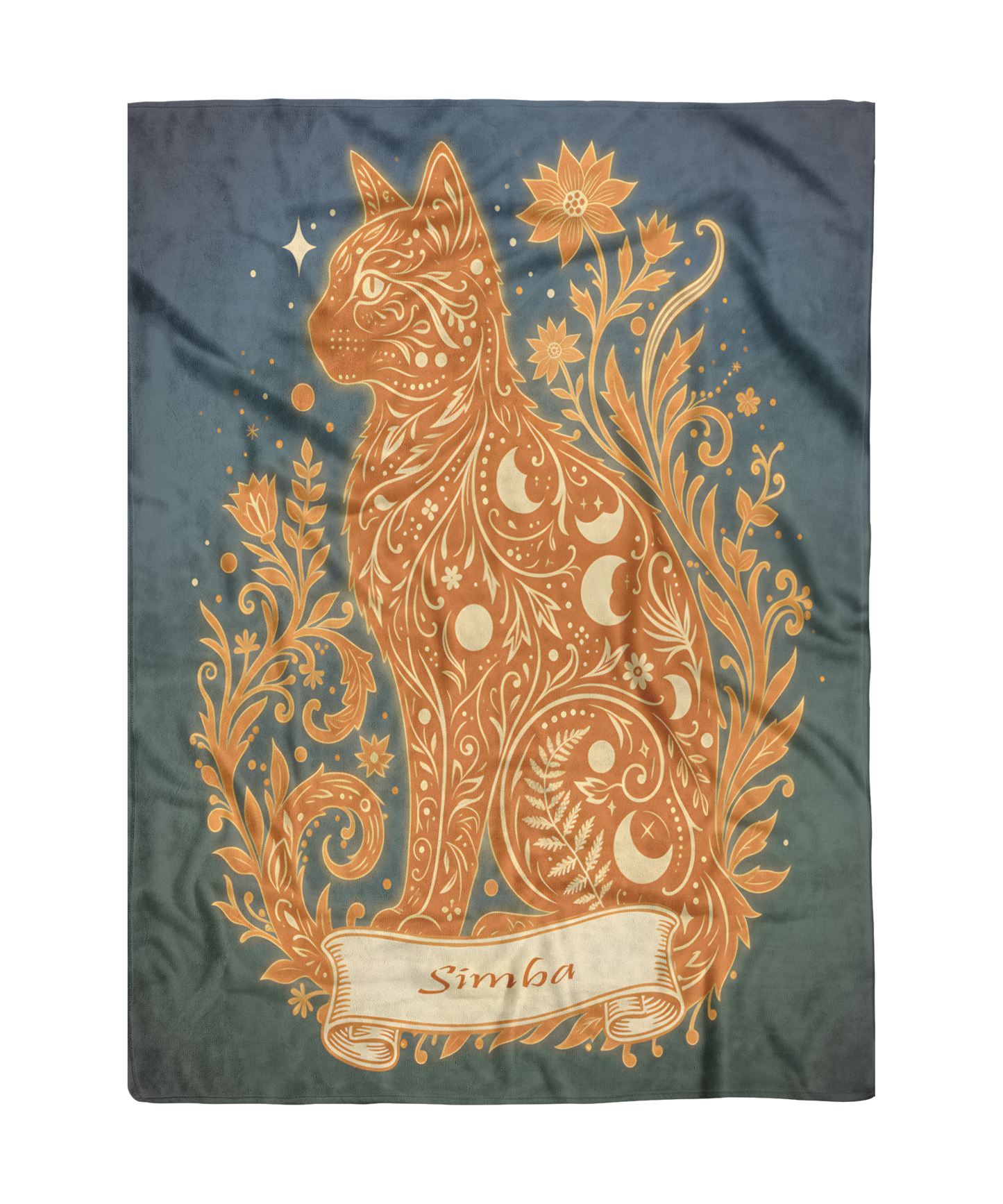 Custom Cozy Floral Celestial Fleece Sherpa Blanket