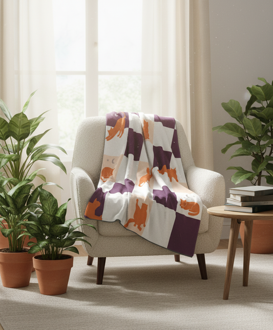 Pumpkin Patch Checkerboard Fleece Sherpa Blanket