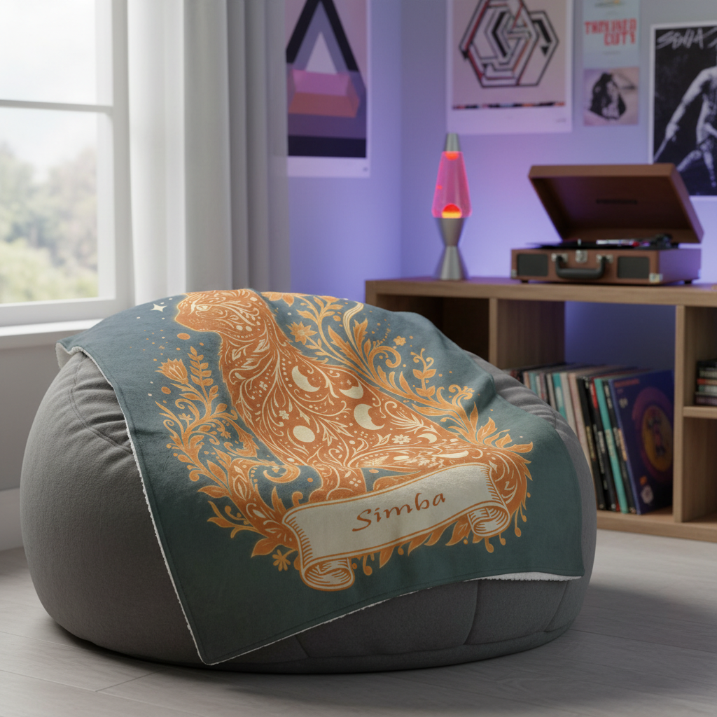 Custom Cozy Floral Celestial Fleece Sherpa Blanket