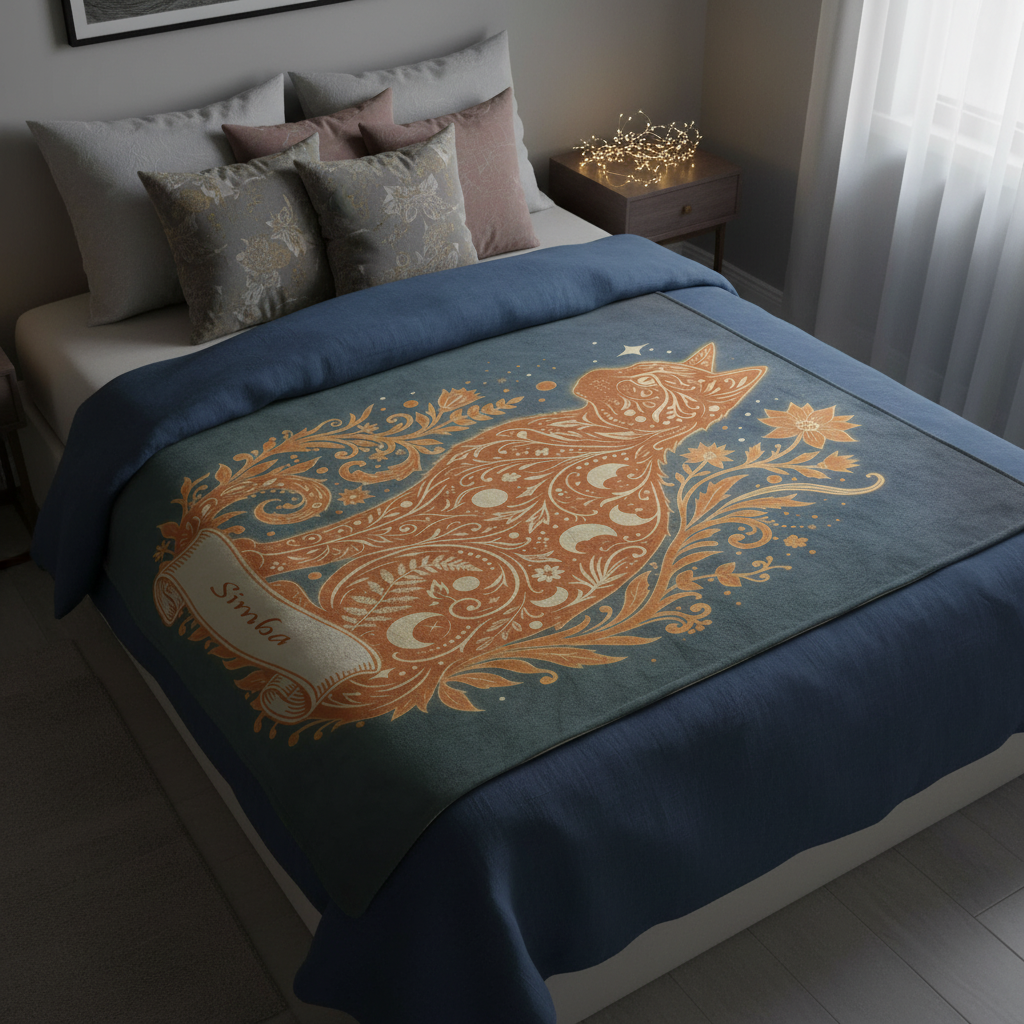 Custom Cozy Floral Celestial Fleece Sherpa Blanket