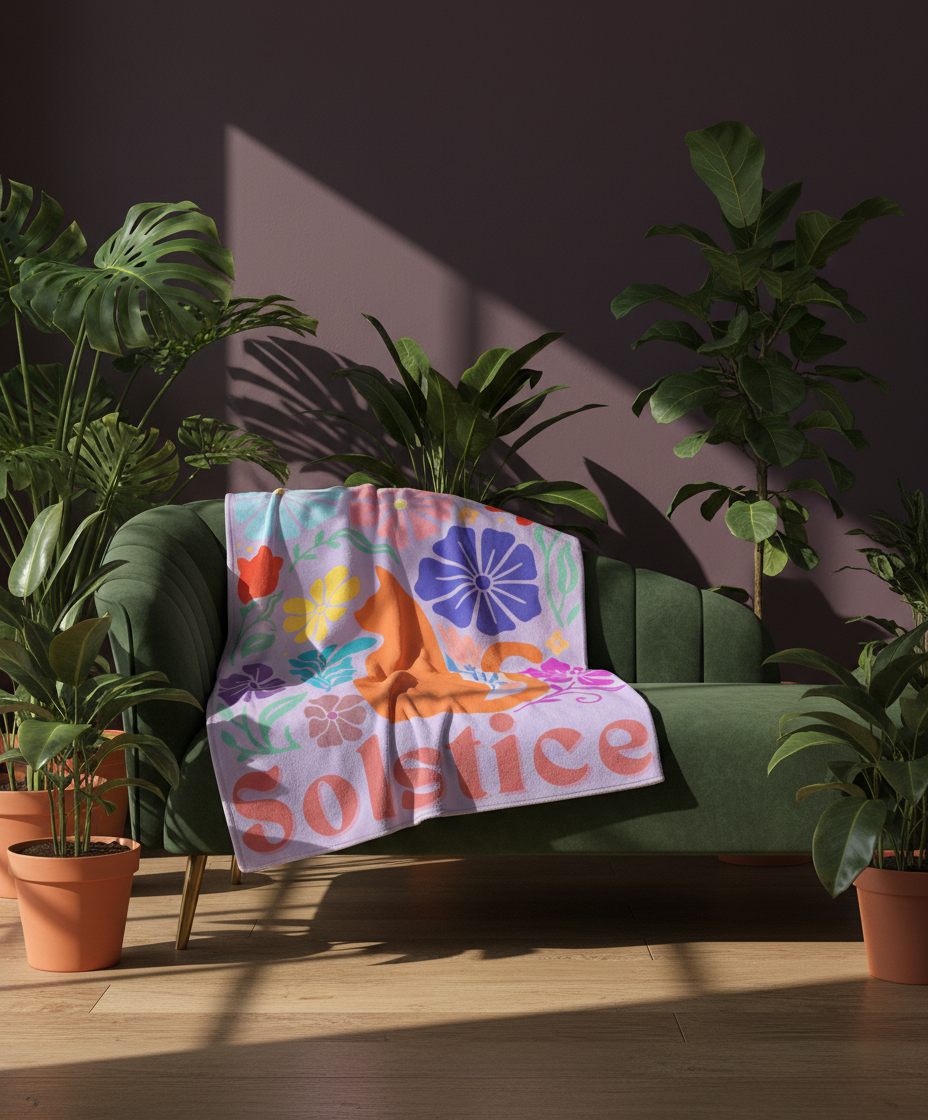 Retro Bloom Personalized Fleece Sherpa Blanket