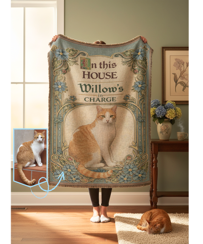 The Cat of the House  Woven Blanket