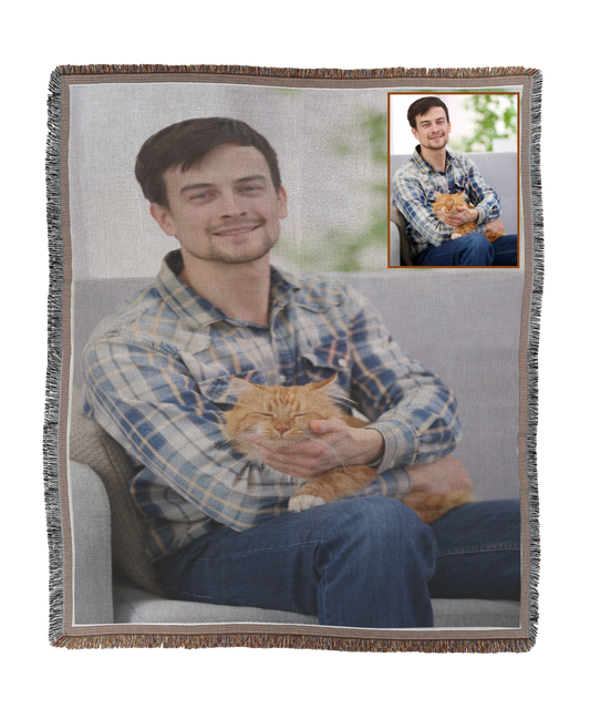 Woven Cat Portrait Blanket