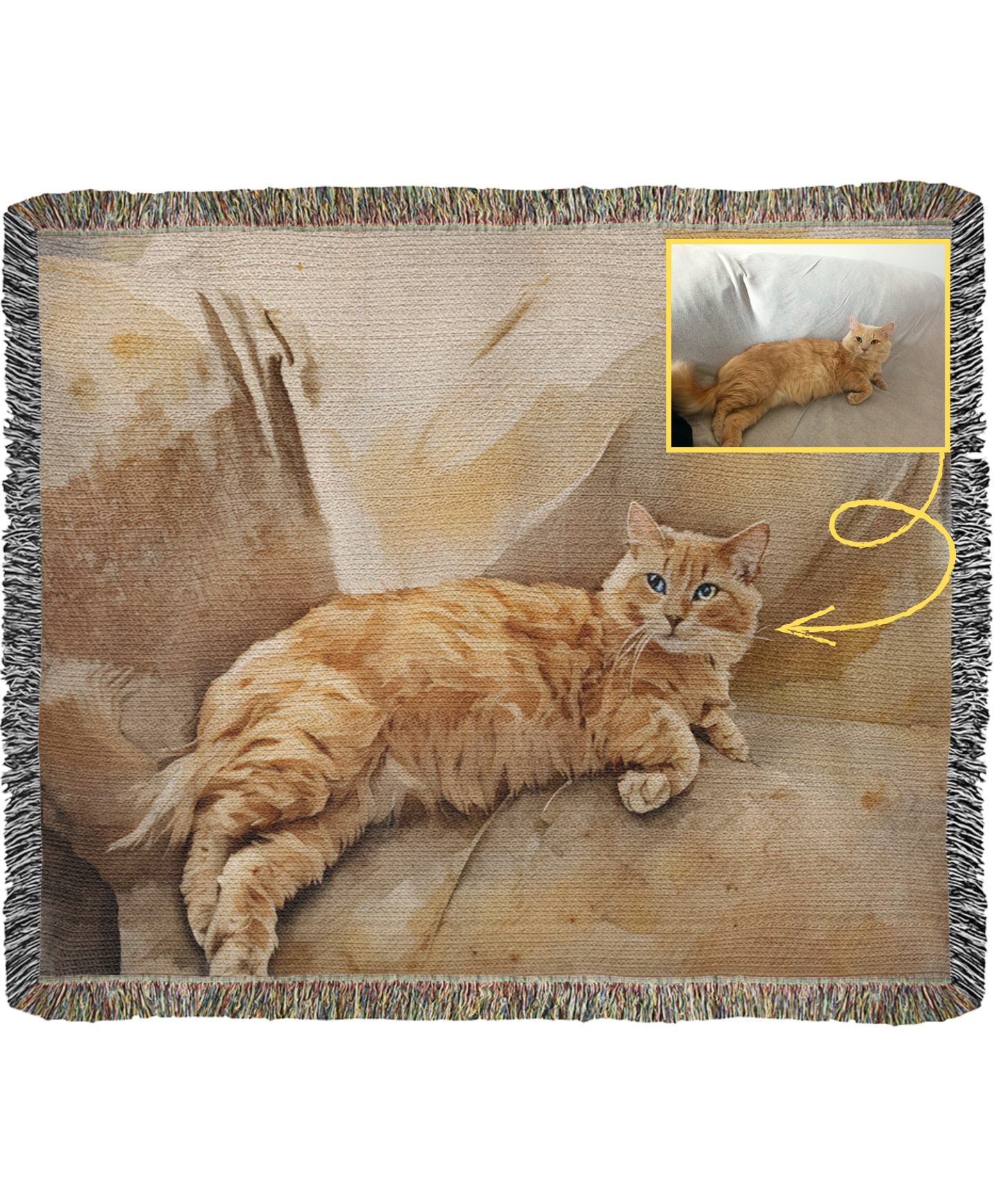 Artsy Cat Portrait Woven Blanket