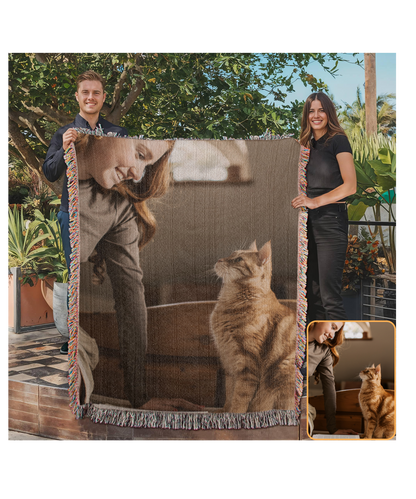 Woven Cat Portrait Blanket