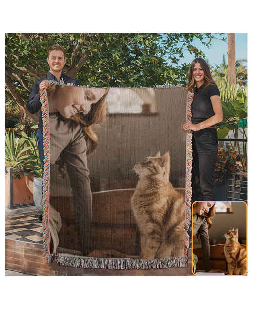 Woven Cat Portrait Blanket
