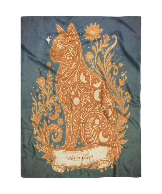 Custom Cozy Floral Celestial Fleece Sherpa Blanket