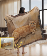Artsy Cat Portrait Woven Throw Blanket