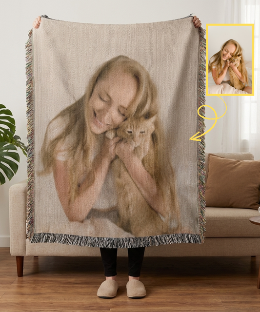 Cat Portrait Woven  Blanket