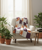 Pumpkin Patch Checkerboard Fleece Sherpa Blanket