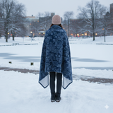 Reverse Toile de Jouy Cat Blanket, Personalized Navy Sherpa Throw with Monogram