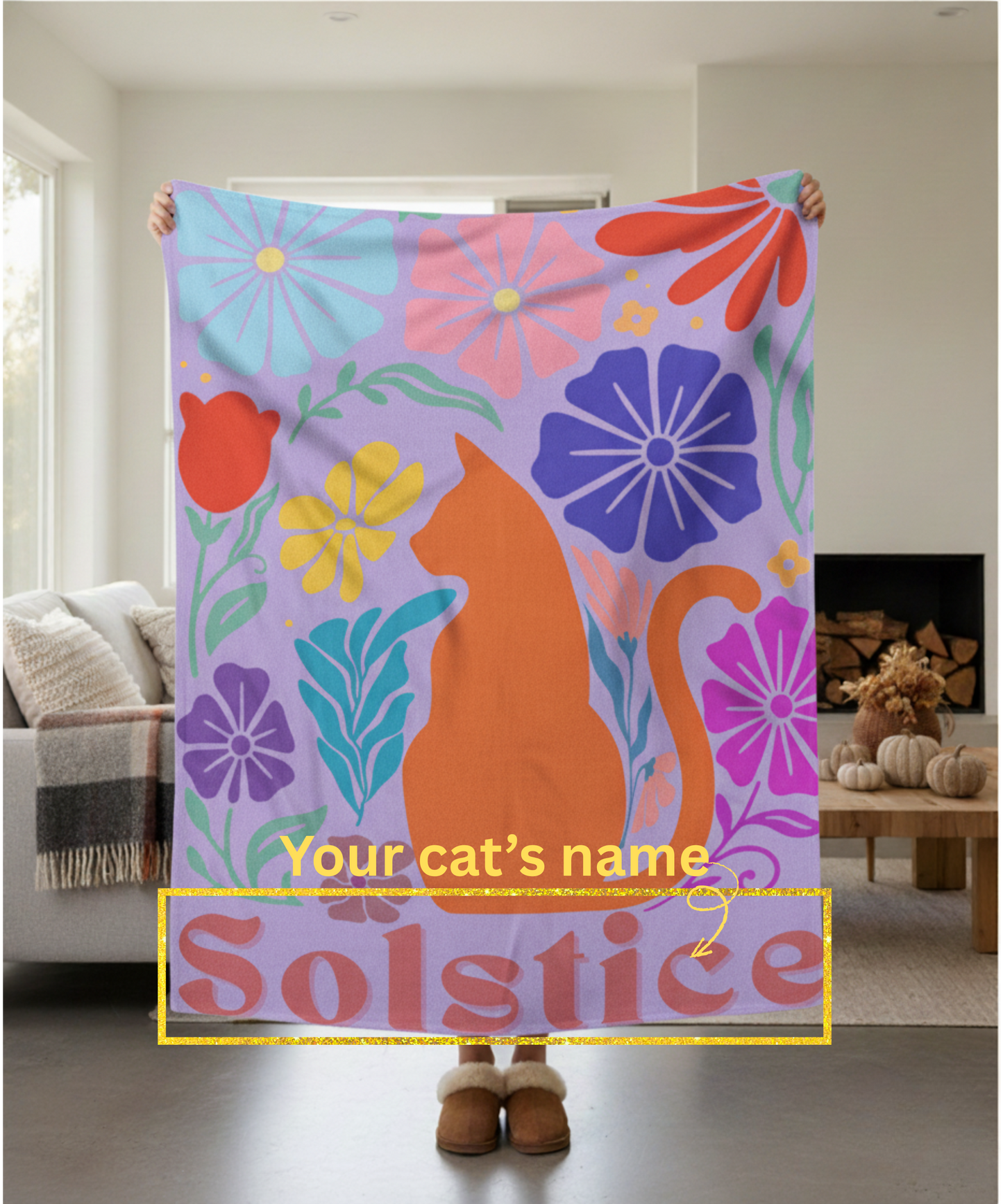Retro Bloom Personalized Fleece Sherpa Blanket