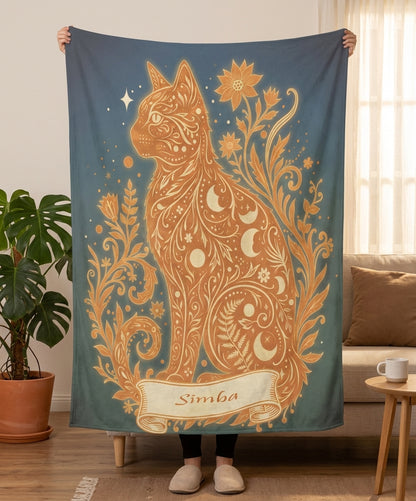 Custom Cozy Floral Celestial Fleece Sherpa Blanket