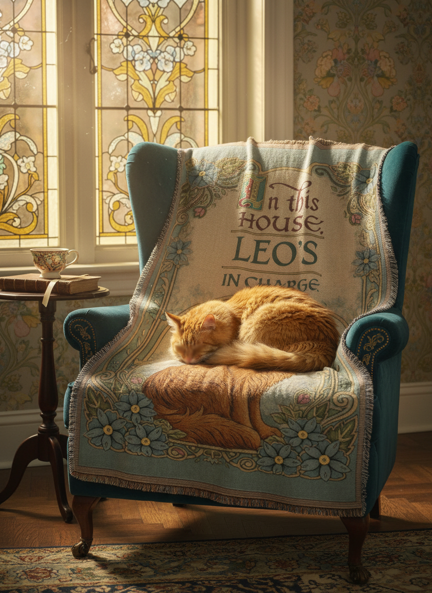 The Cat of the House  Woven Blanket