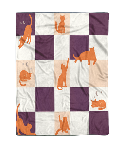 Pumpkin Patch Checkerboard Fleece Sherpa Blanket