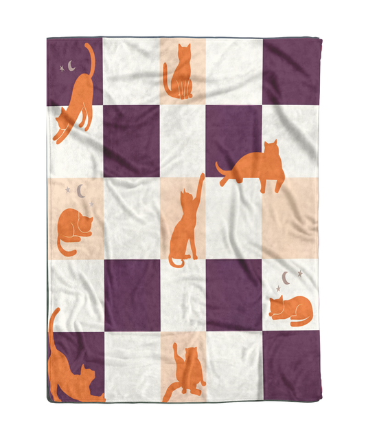 Pumpkin Patch Checkerboard Fleece Sherpa Blanket