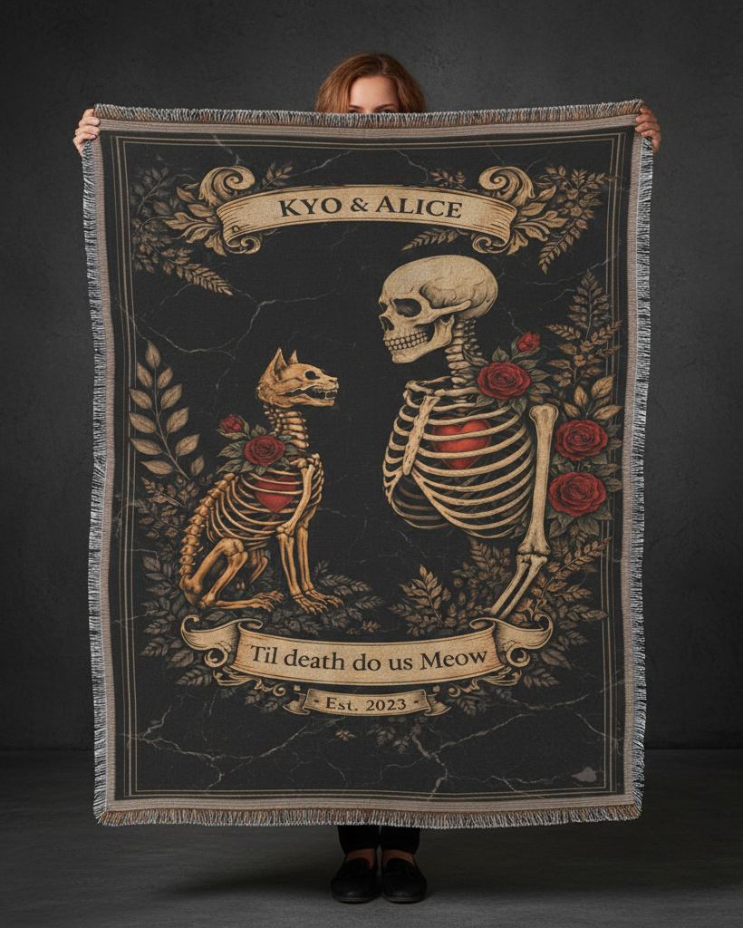 Till Death Do Us Meow Woven Throw Blanket