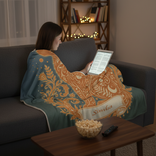 Custom Cozy Floral Celestial Fleece Sherpa Blanket