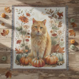 Autumn Cat Woven Blanket