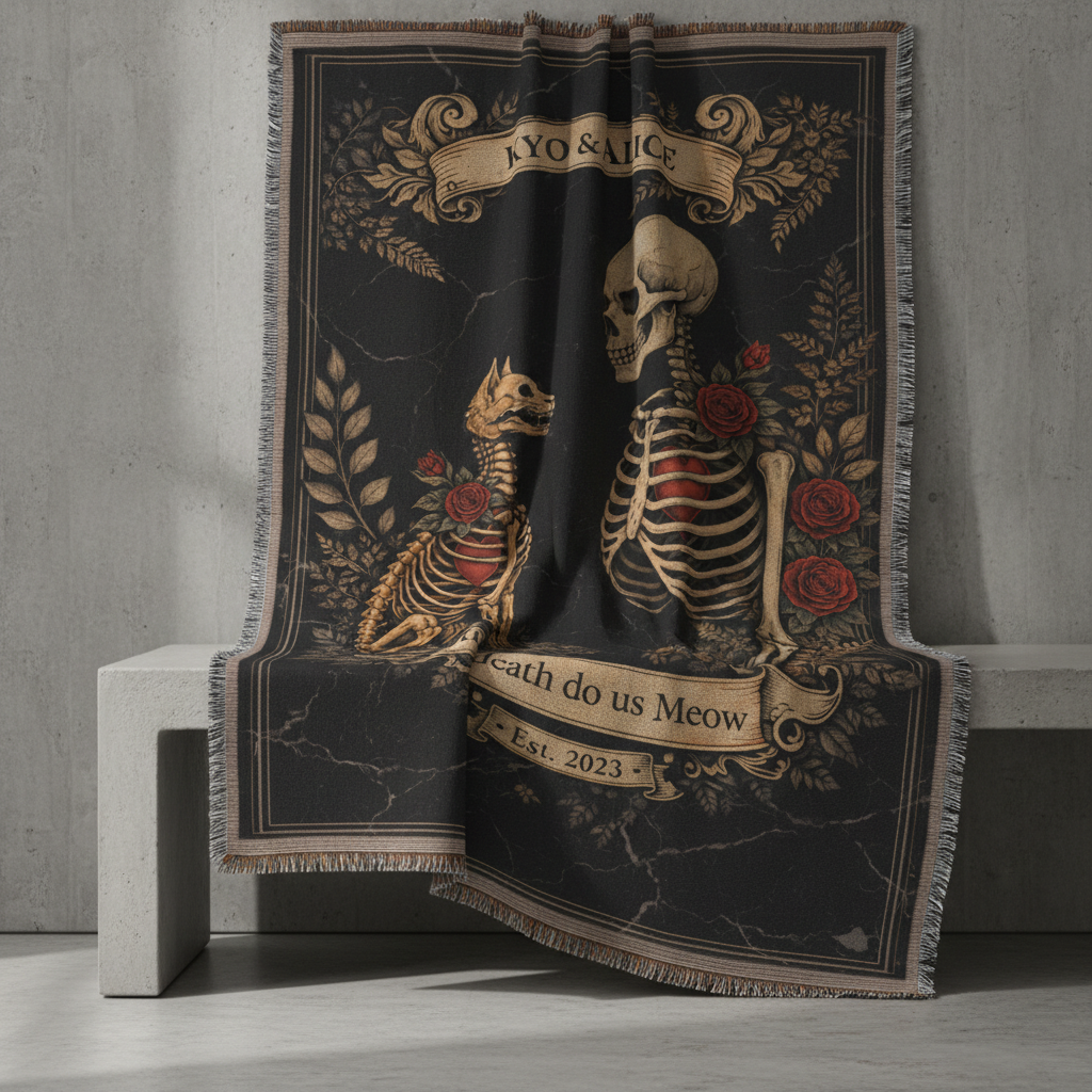 Till Death Do Us Meow Woven Blanket