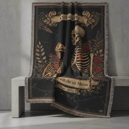 Till Death Do Us Meow Woven Blanket