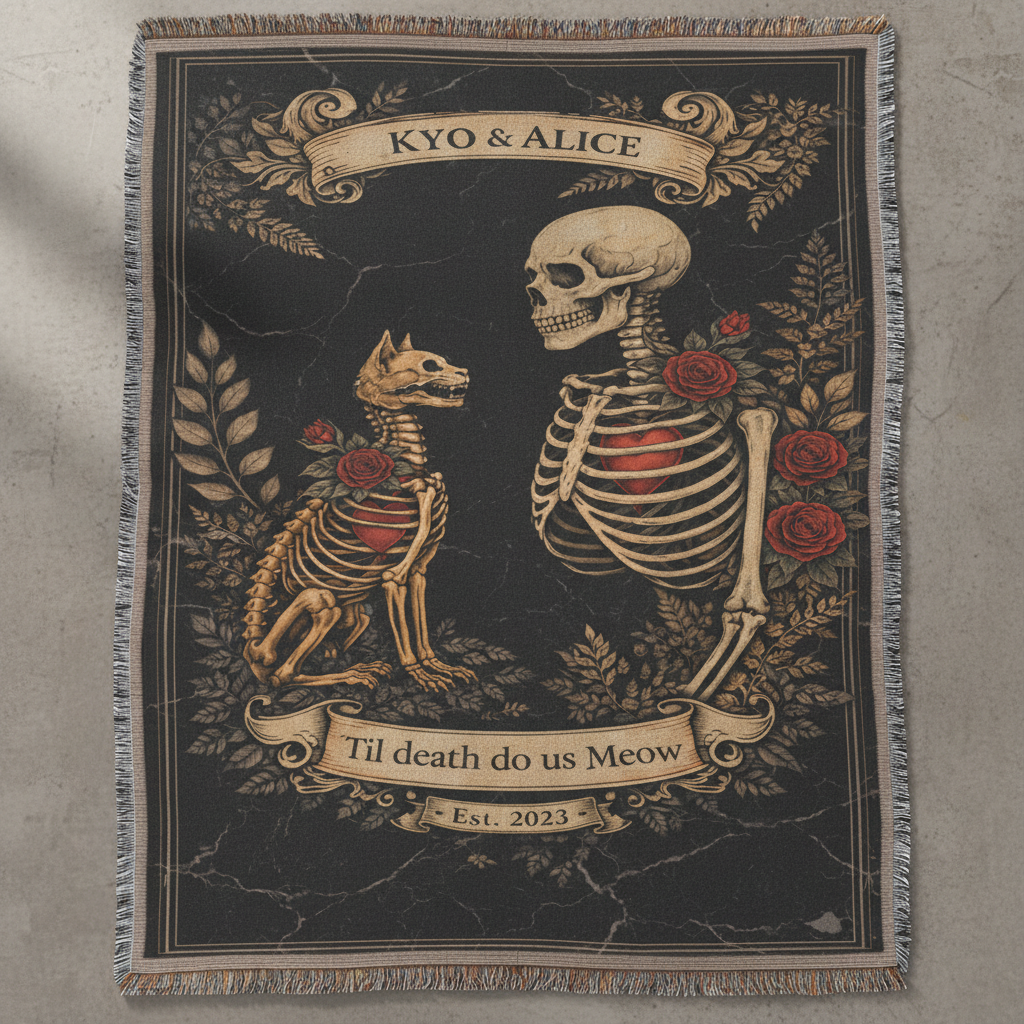 Till Death Do Us Meow Woven Blanket