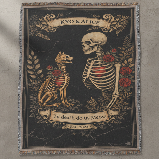 Till Death Do Us Meow Woven Blanket