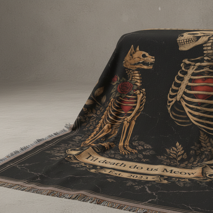 Till Death Do Us Meow Woven Blanket